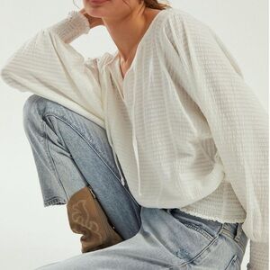 Anthropologie Rebecca Smocked Top